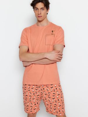 Pidžama s printom Trendyol ružičasta