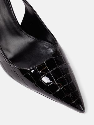 Pantofi cu toc din piele slingback Paris Texas negru