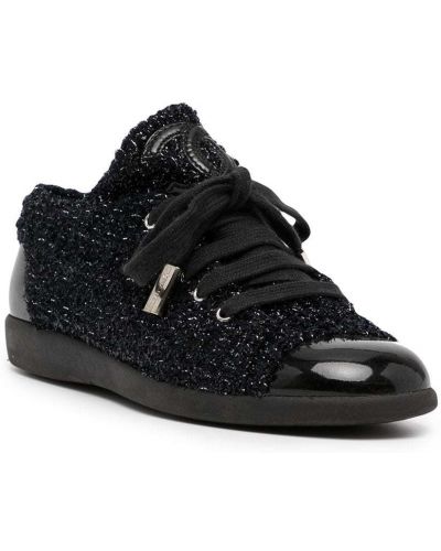 Zapatillas con cordones de tweed Chanel Pre-owned negro