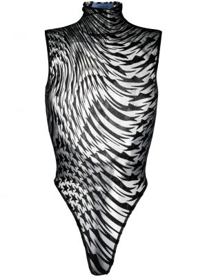 Κορμάκι με σχέδιο από διχτυωτό με μοτίβο αστέρια Mugler μαύρο
