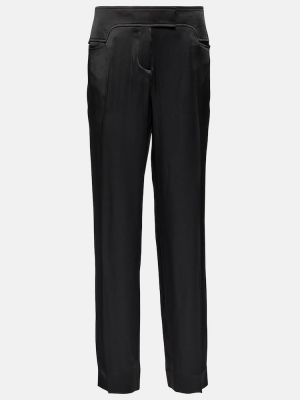Saténové rovné kalhoty Tom Ford černé