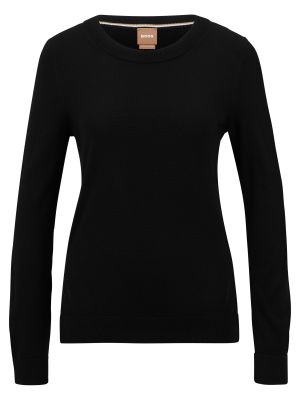 Шерстяной свитер из шерсти мериноса с круглым вырезом Hugo Boss черный