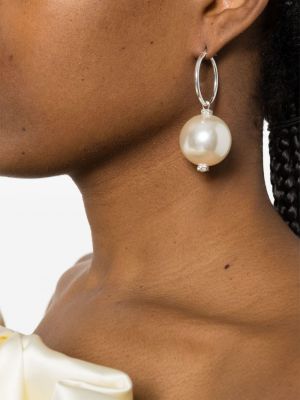 Boucles d'oreilles avec perles à boucle Magda Butrym blanc