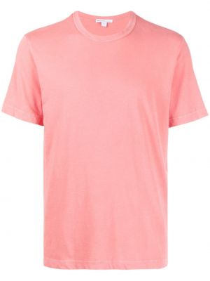 Памучна тениска с кръгло деколте James Perse розово