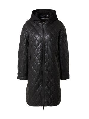 Kožený priliehavý kabát na zips Maze - čierna