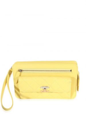 Prešívaná listová kabelka Chanel Pre-owned žltá