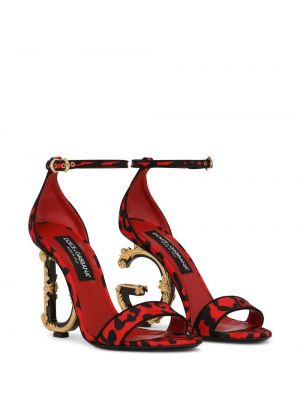 Sandales ar apdruku ar leoparda rakstu Dolce & Gabbana sarkans