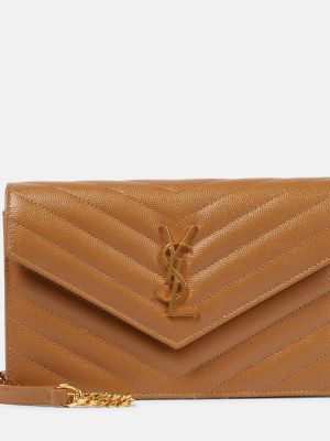 Bolso clutch de cuero Saint Laurent marrón