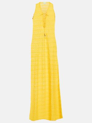 Sukienka długa z dekoltem w serek Melissa Odabash żółta