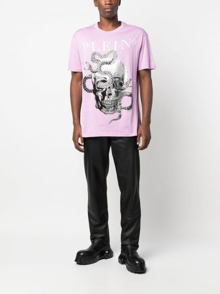 T-krekls ar apdruku ar čūskas rakstu Philipp Plein violets