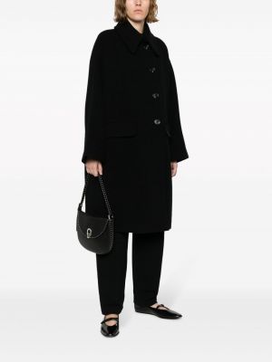 Vlněný kabát s knoflíky Emporio Armani černý