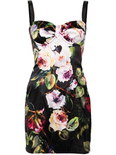 Kvetinové šaty s potlačou Dolce & Gabbana Pre-owned čierna