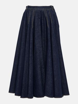 Джинсовая юбка с высокой талией Alaïa синяя