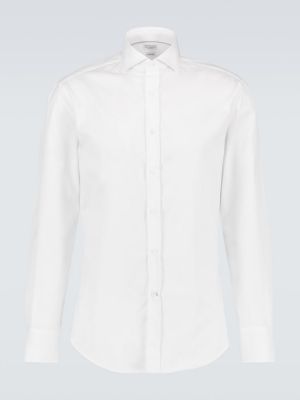 Camisa de algodón manga larga Brunello Cucinelli blanco