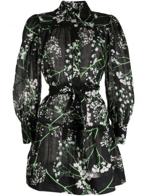 Kvetinové šaty s potlačou Cynthia Rowley čierna