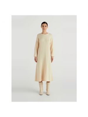 Платье UNITED COLORS OF BENETTON, повседневное, трапециевидный силуэт, миди, L бежевый