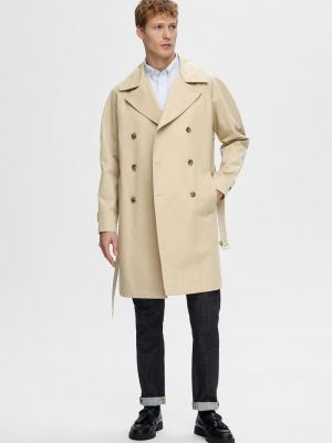 Классический пальто с поясом Selected коричневый