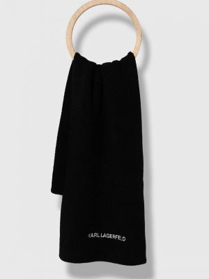 Vlněný šátek s aplikacemi Karl Lagerfeld černý