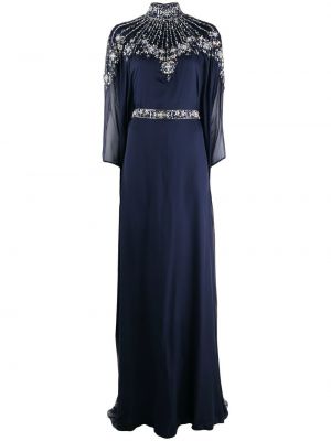 Вечерна рокля с кристали Dina Melwani синьо