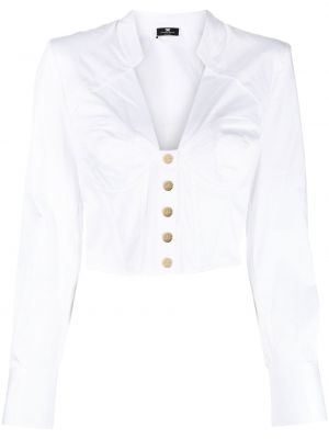 Риза с копчета с v-образно деколте Elisabetta Franchi бяло