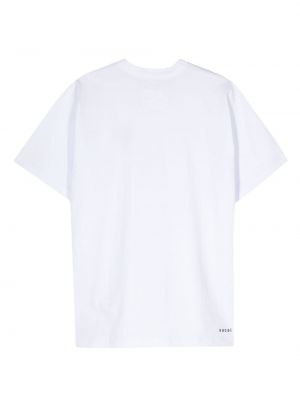 T-shirt brodé avec imprimé slogan Sacai blanc