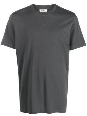 Bavlnené tričko s výšivkou Sandro sivá