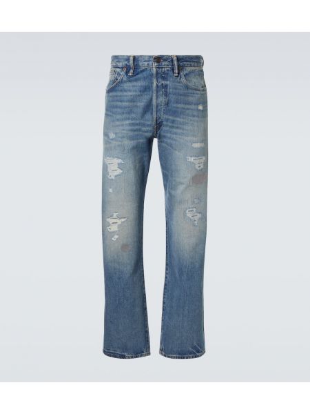 Nødlidende lav midje straight jeans Rrl blå