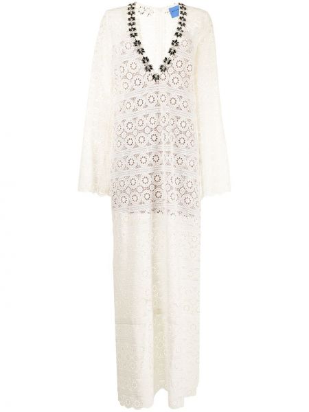 Βαμβακερή μάξι φόρεμα Macgraw λευκό