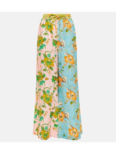 Pantalones de lino de flores bootcut Alemais