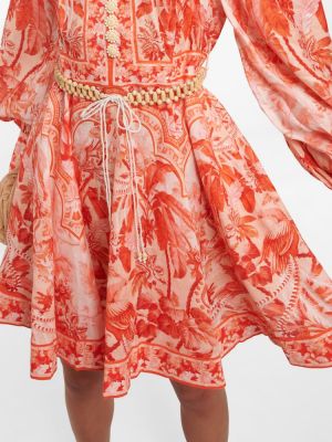 Mini robe en lin à imprimé Zimmermann rouge