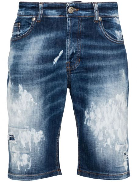 Shorts en jean effet usé John Richmond bleu