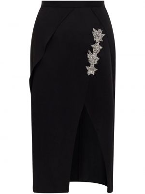 Saténové midi sukně z nylonu na zip Christopher Kane - černá