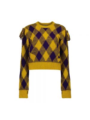 Sweter z wzorem argyle Burberry żółty