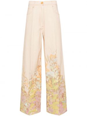 Pamučne hlače s cvjetnim printom s printom Forte_forte narančasta