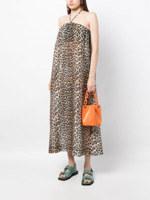 Maksi kleita ar apdruku ar leoparda rakstu Ganni