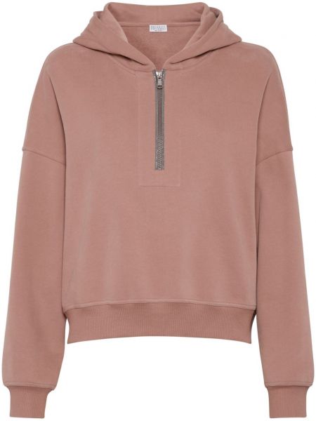 Langes sweatshirt mit reißverschluss Brunello Cucinelli pink