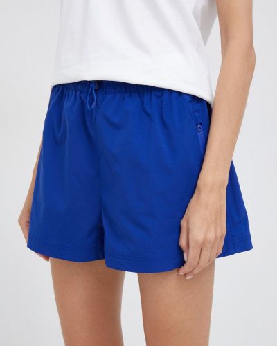 Lacoste pantaloni scurti femei, culoarea albastru marin, neted, high waist