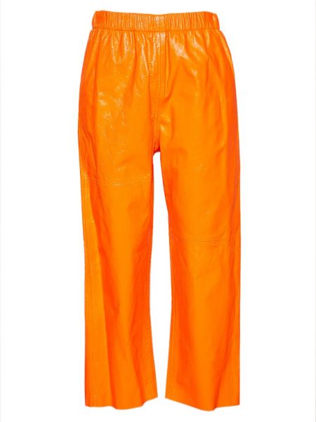 Spodnie skórzane Mm6 Maison Margiela pomarańczowe