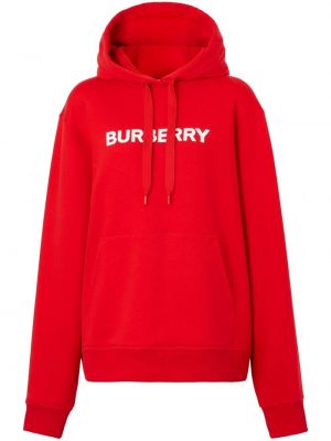 Pamučna hoodie s kapuljačom s printom Burberry crvena
