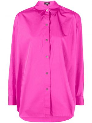 Пухена памучна риза Theory розово