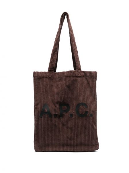 Trykt kordfløyel shoppingbag A.p.c. brun