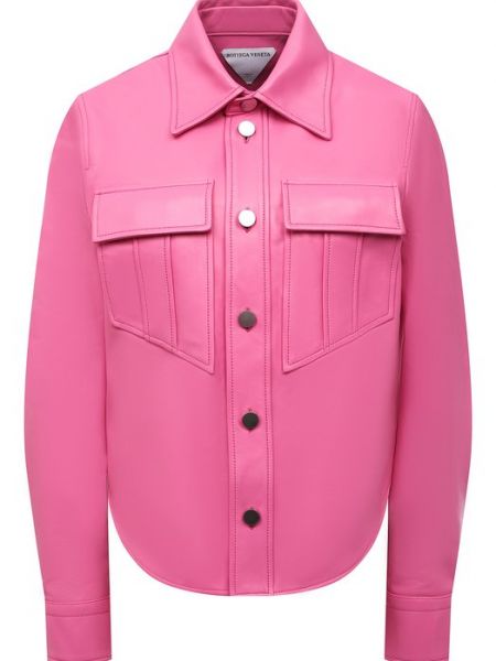 Кожаная рубашка Bottega Veneta розовая