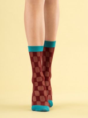 Kostkované ponožky Fiore červené