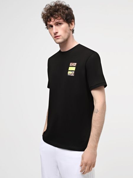 Черная хлопковая футболка Ea7