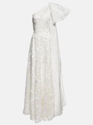 Haftowana sukienka długa Erdem biała