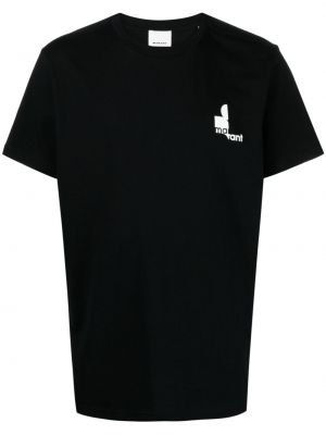 Bavlněné tričko s potiskem Marant černé