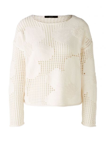 Памучен пуловер Oui бяло