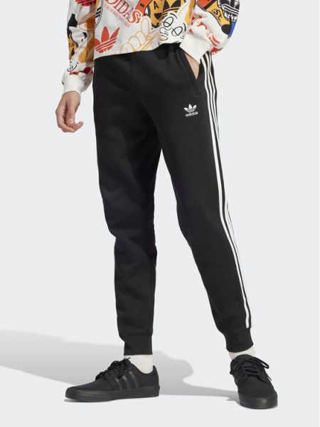 Slim fit pruhované sportovní kalhoty Adidas Originals černé