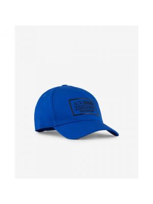 Gorra de algodón con estampado Armani Exchange azul