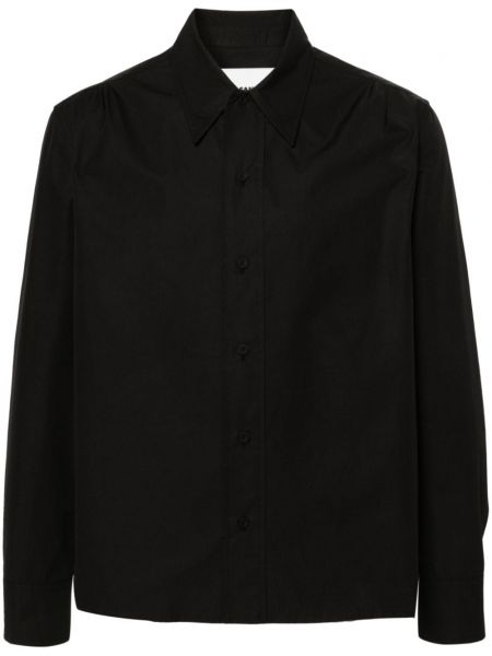 Βαμβακερό πουκάμισο Jil Sander μαύρο